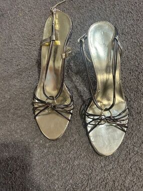 Bandolino Metallic Gold Strappy Slingback Heels